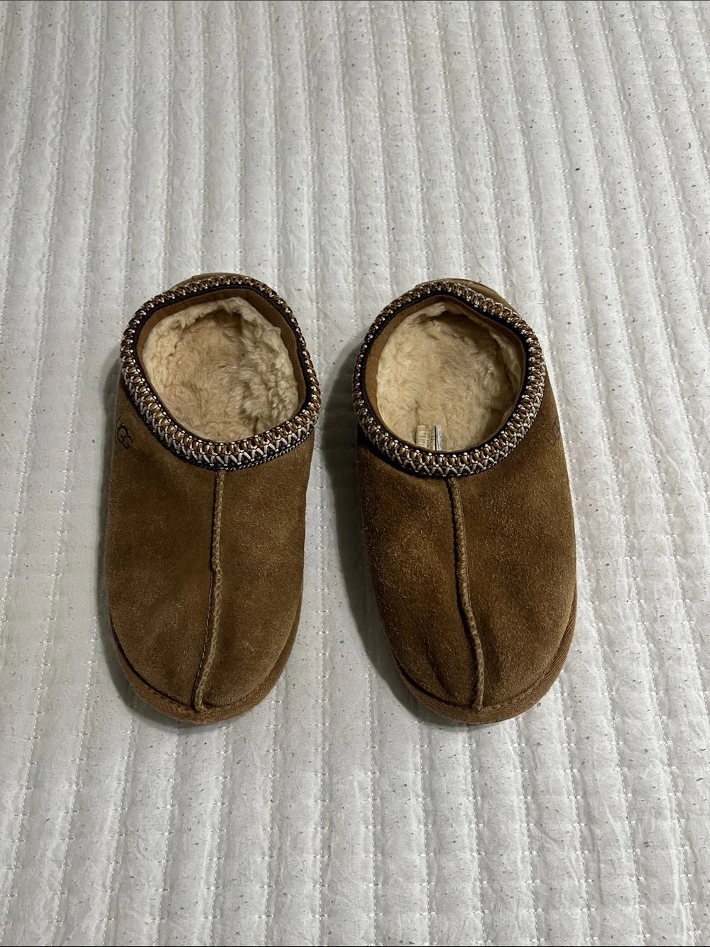 UGG Kids Chestnut Suede Slip-On Shearling Slippers
